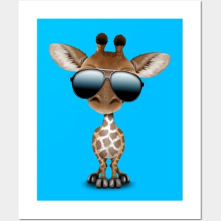 Cute Baby Giraffe Wearing Sunglasses Posters and Art